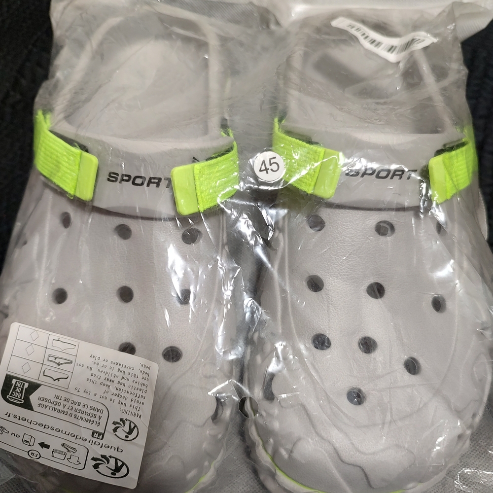 Gray and Neon Green Clogs
